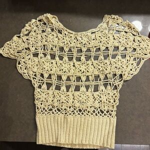 Crochet Knit Cream Top